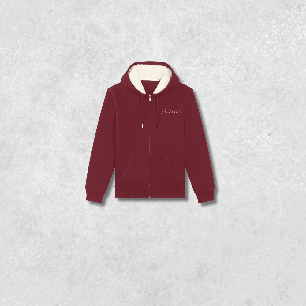 Jingle Bell Rock Burgundy Sherpa Zip Sweatshirt