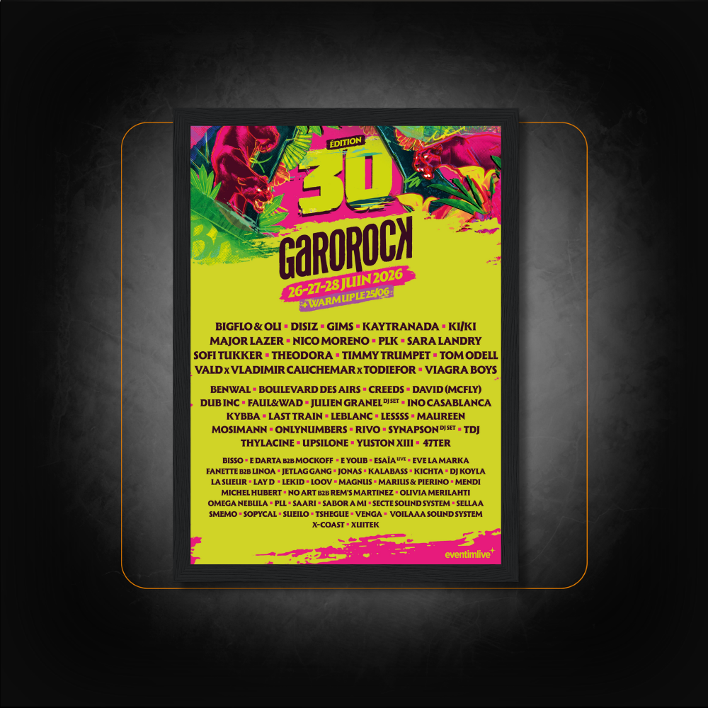 Affiche Festival Garorock 30 ans 2026 Personnalisée