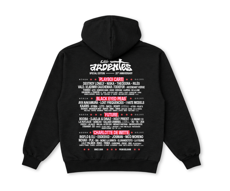 Hoodie Line Up 2026 Noir - Les Ardentes