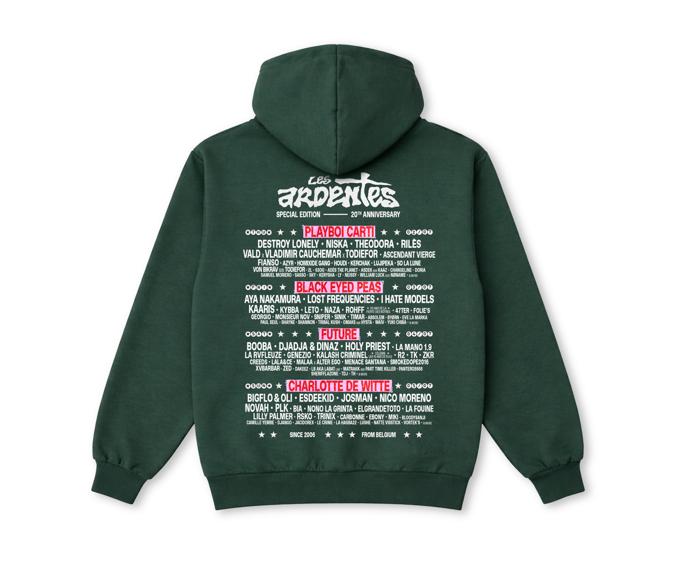 Hoodie Line Up 2026 Vert - Les Ardentes