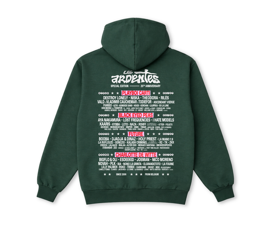 Hoodie Line Up 2026 Vert - Les Ardentes