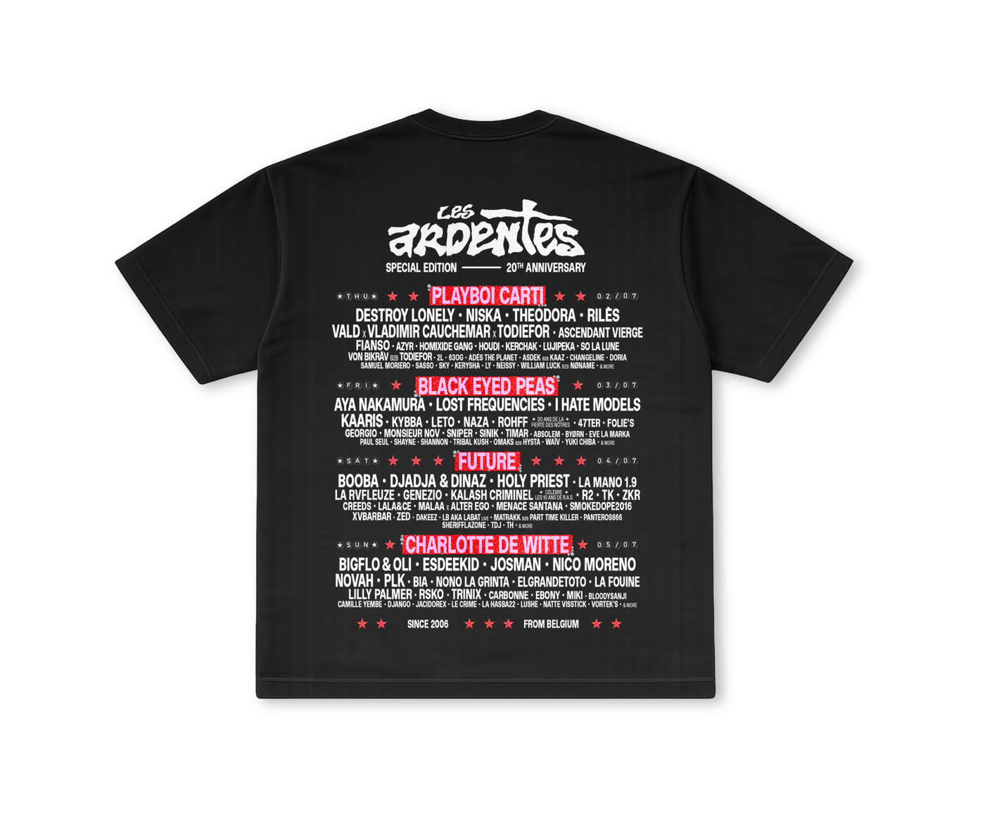 T-Shirt Line Up 2026 Noir - Les Ardentes