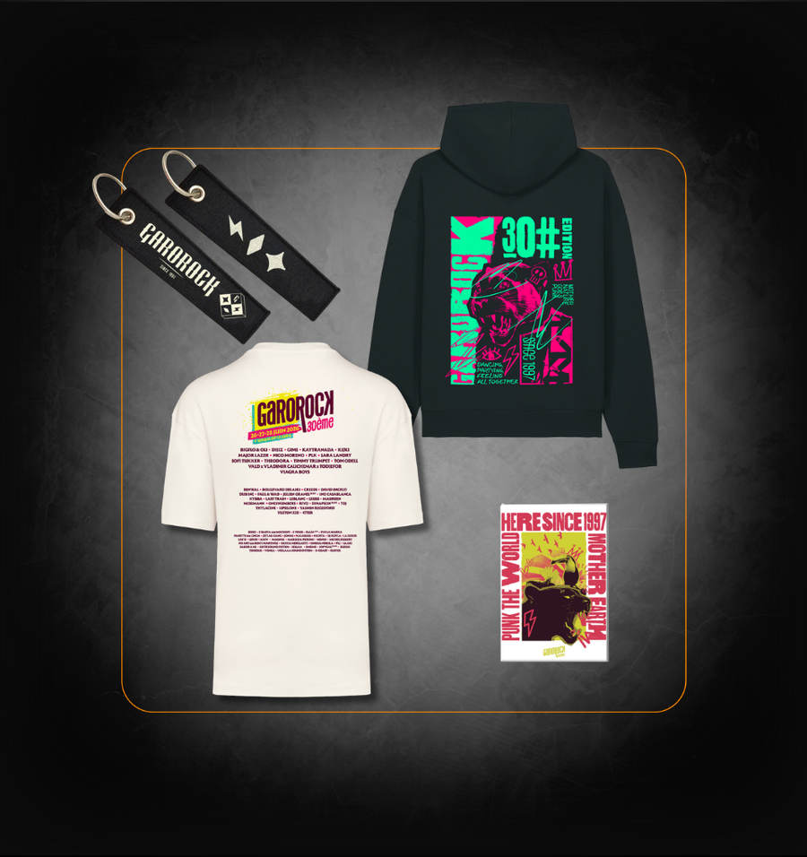 PACK Sweat 30ème édition et Tee-Shirt Line up écru (magnet et porte clé)`