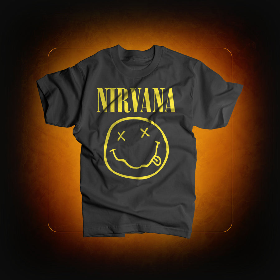T-shirt noir Classic Smiley - Nirvana