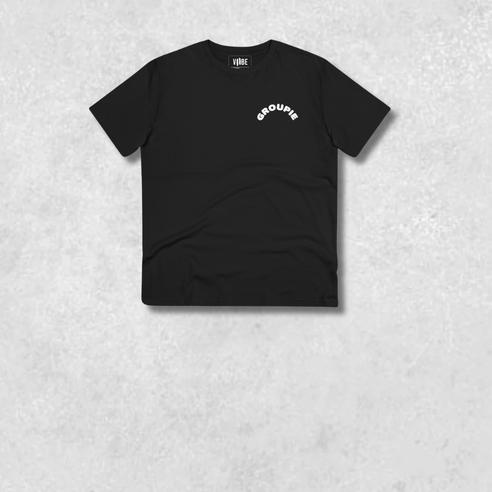 T-Shirt Noir Texte Coeur Groupie – VIIBE